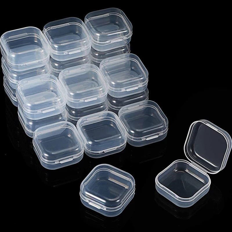 Mini Small Boxes Square Transparent Plastic Box Jewelry Storage Case Finishing Container Packaging Storage Box for Earrings