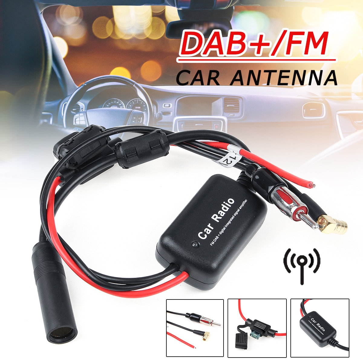 Universal- tupfen +/ FM Auto Antenne Antenne Splitter Kabel Digital Radio + Verstärker