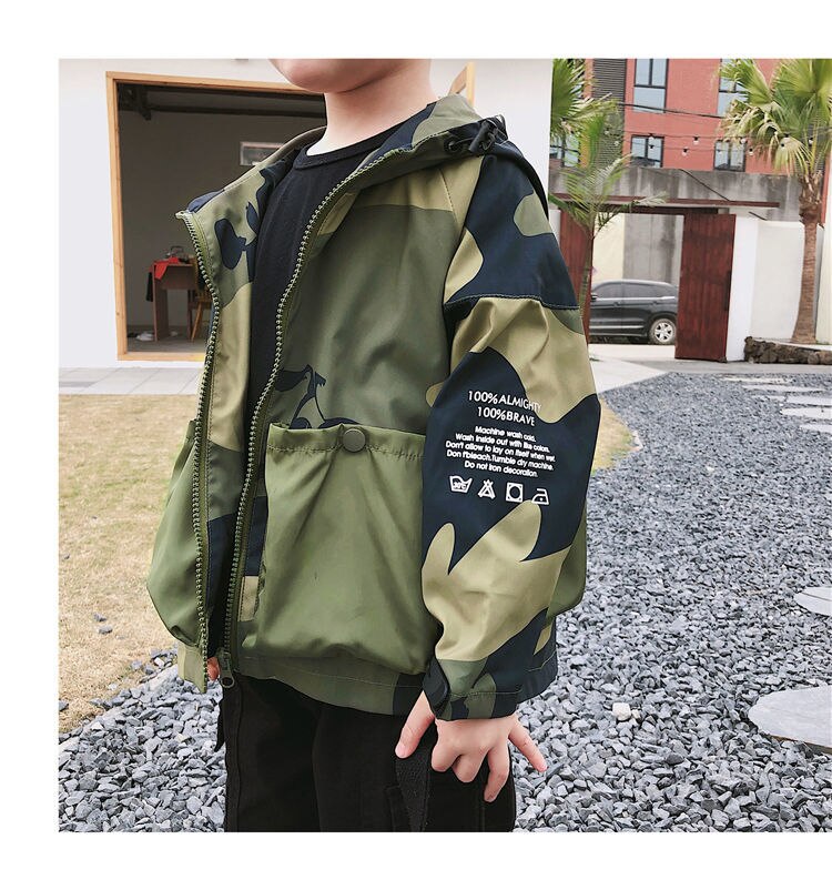 Kids Baby Voor Jongens Lente Jas Kleding Camouflage Windjack Grote Pocket Kleding 1 -6 Jaar T Kid Camo winddicht Jas