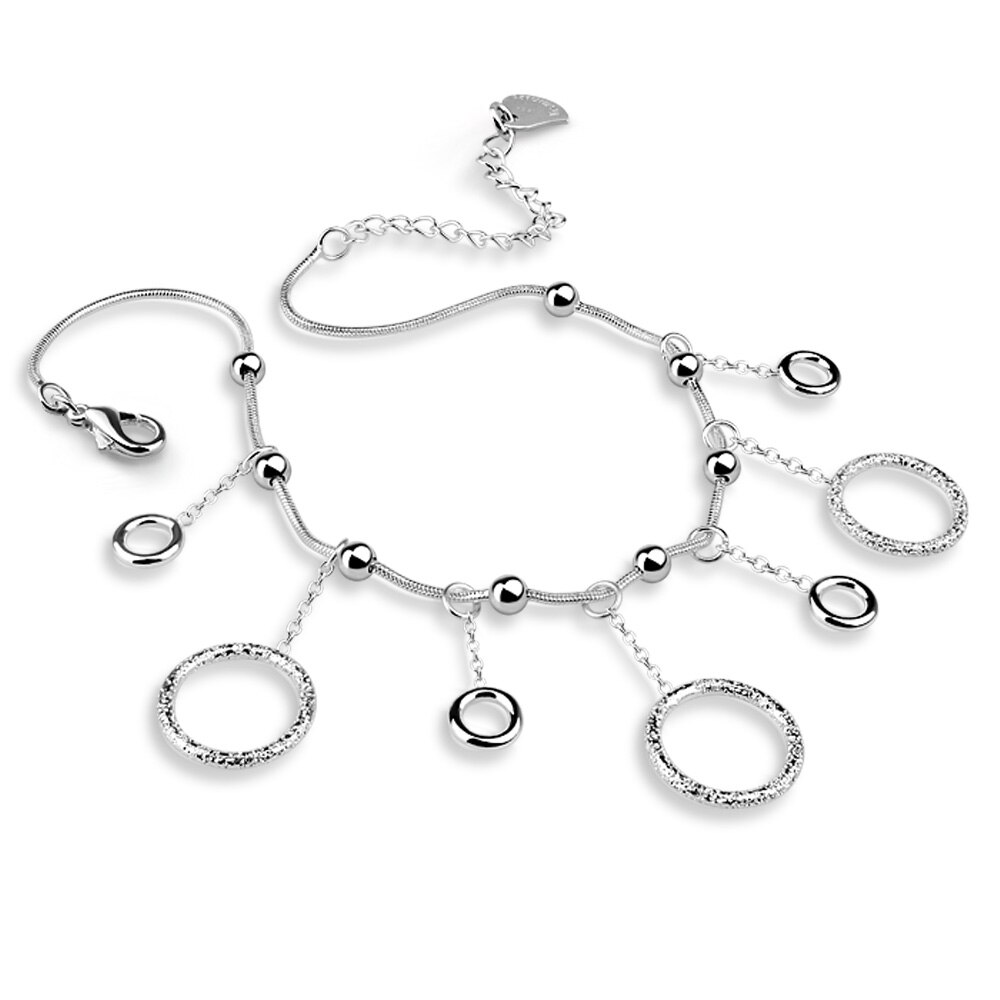 925 Sterling Silver Shape Anklet Bracelet Chain Ankel for Women round pendant Women/Girl jewelry