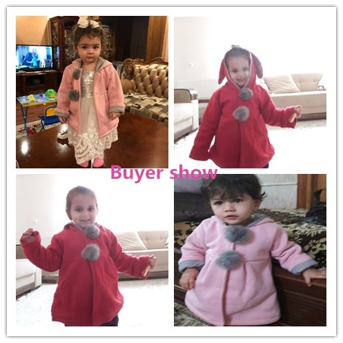 Baby Meisjes Jas Herfst Schattige Konijn Oor Hooded Tops Kids Warme Jas Bovenkleding & Jas Kinderen Babykleding meisje Jassen