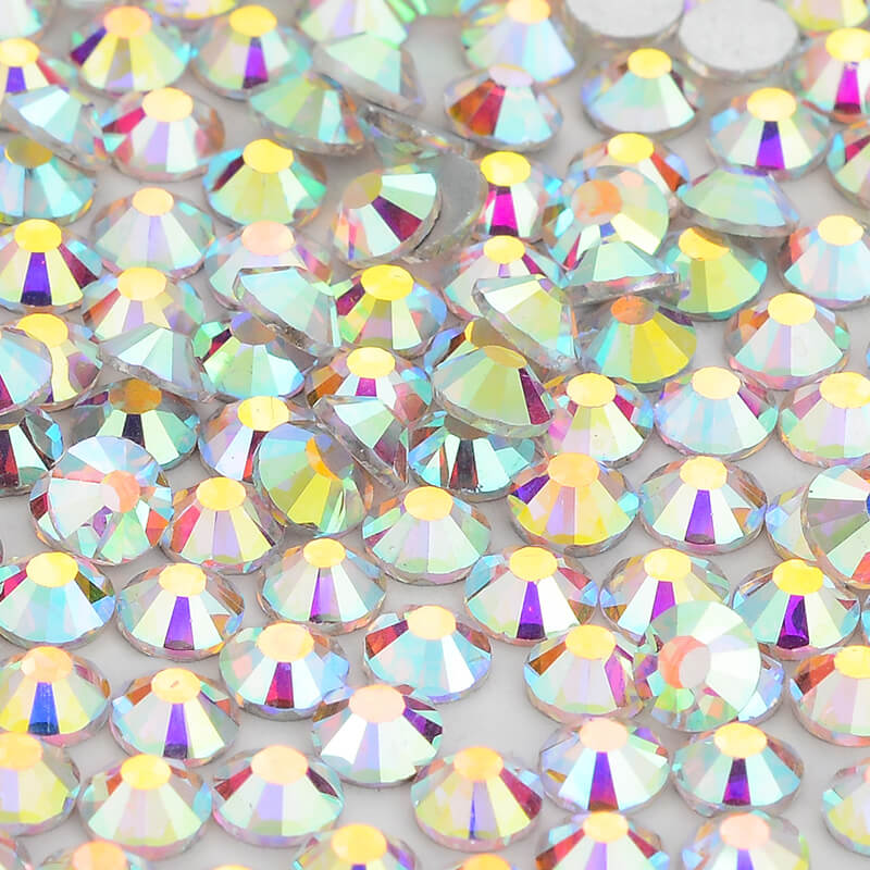 Clear Crystal AB Plaksteen Glas Rhinestones Non-HotFix voor Nail Art Decoraties