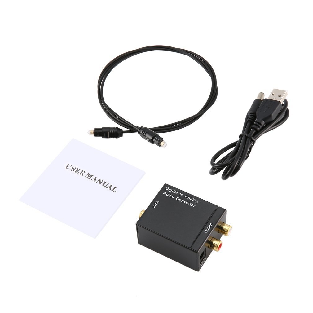 Digital to Analog Audio Converter Optical Fiber Toslink Coaxial Signal to RCA R/L Audio Decoder SPDIF ATV DAC Amplifier: 3 piece suit
