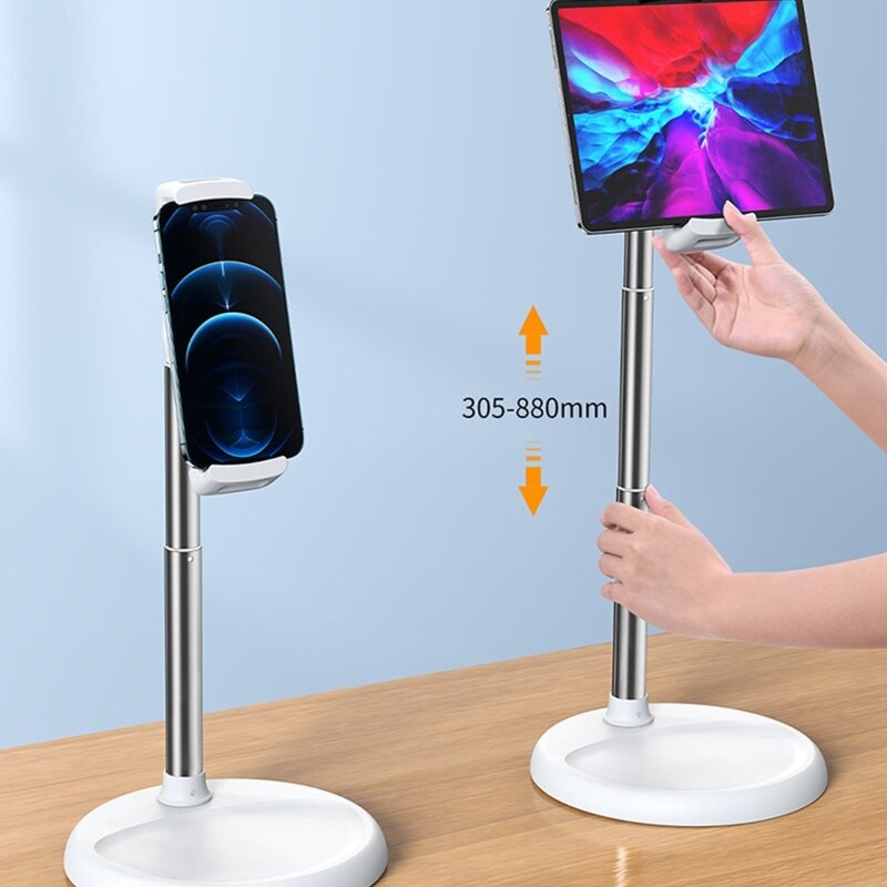 Round base floor stand for ipad iphone 4-12,9 inch adjustable tablet holder for mobile phones pad  n0pb