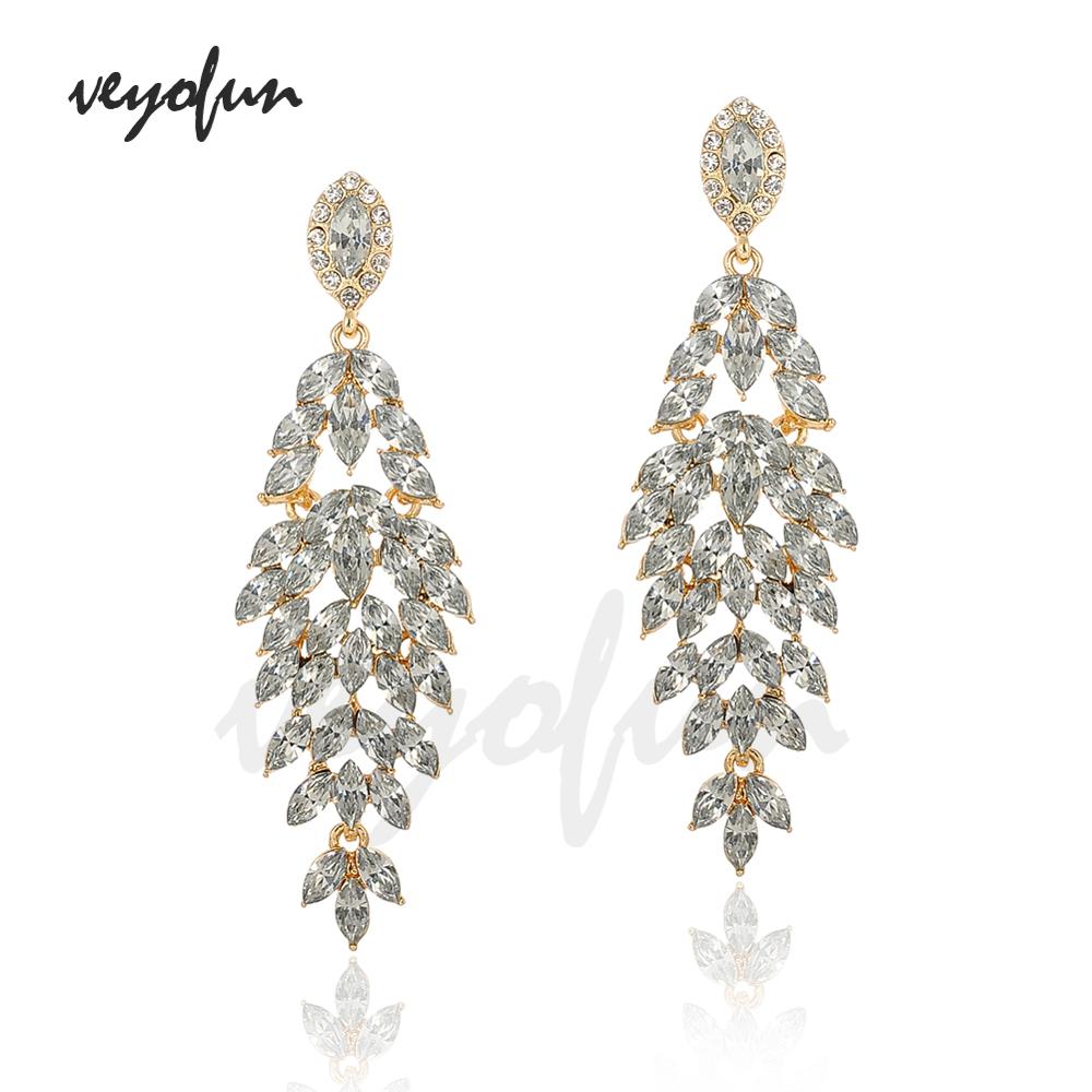 Veyofun Luxury Crystal Earrings Vintage Wedding Dangle Earrings Jewelry For Women: white