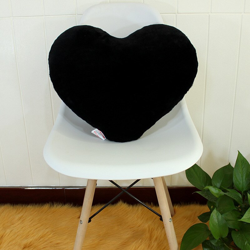 Werfen Kissen für Zurück Nette Herz Geformt PP Baumwolle Füllung Wolle-wie Stoff Rückenlehne Kissen Weihnachten für Freundin frau: Schwarz