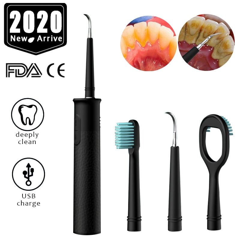 3in1 Electric Sonic Oral Cleaner Dental Calculus Removal Tooth Stains Tongue Coating Brush Dentist Whiten Teeth Health Hygiene