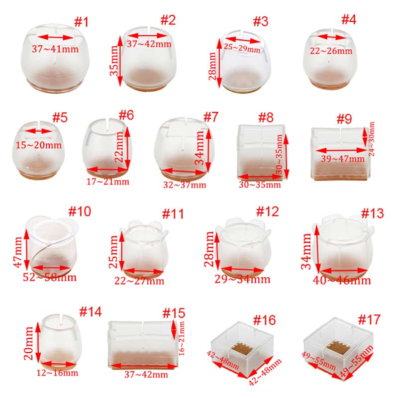 10Pcs Siliconen Rechthoek Vierkante Ronde Stoelpoot Caps Voeten Pads Meubels Tafel Covers Houten Vloer Protectors