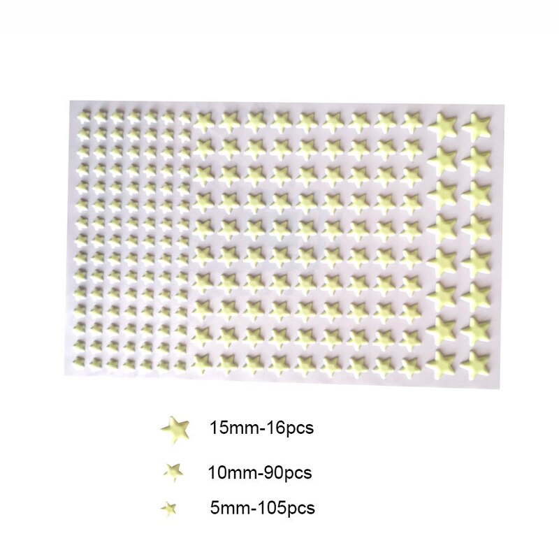 Zollor Diy Lichtgevende 3D Sterren Stippen Decoratieve Sticker Zelfklevende Deur Plafond Decoratie Thuis Baby Kamer Fluorescerende Sticker: Stars