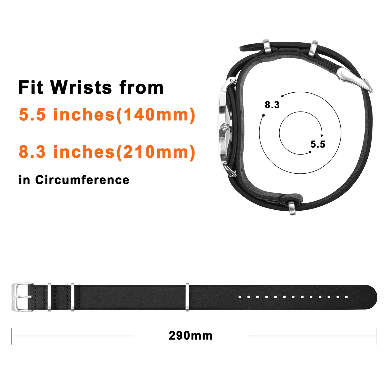 Pulseira de relógio de couro ANNEFIT 18mm 20mm 22mm, pulseiras de relógio militar de uma peça de pele de bezerro genuína para homens e mulheres preto marrom azul