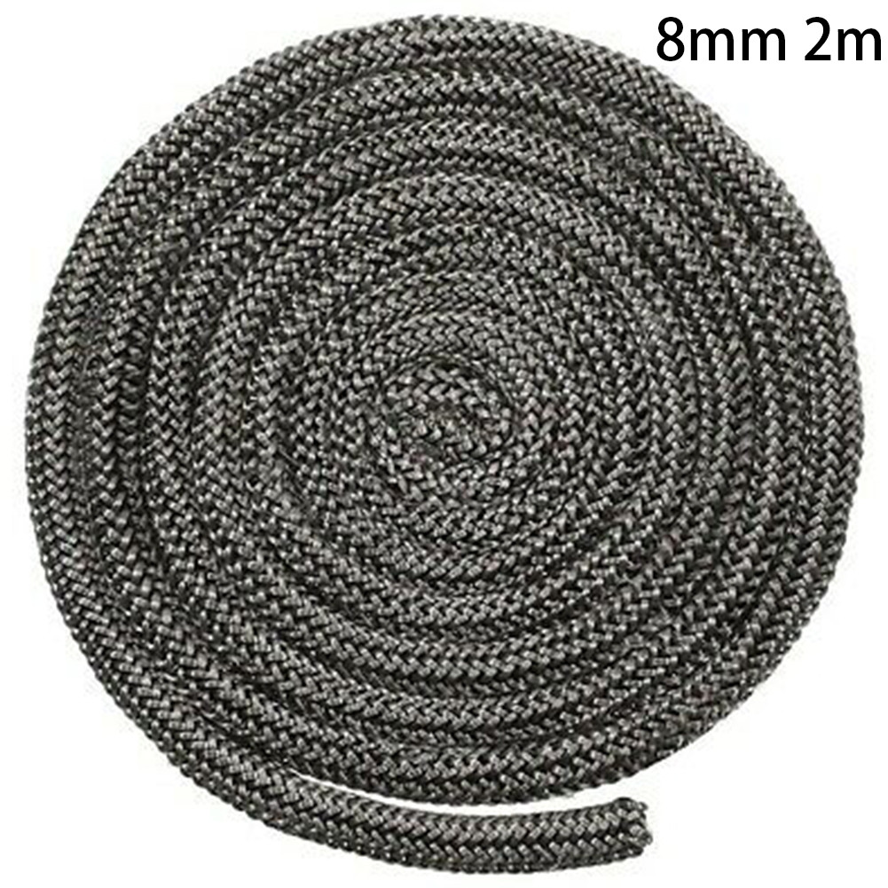Estufa de leña negra, cuerda de fuego, 6mm, 8mm, 2m de longitud, sello de puerta, estufa de alta temperatura, pieza de chimenea de calefacción: Amarillo