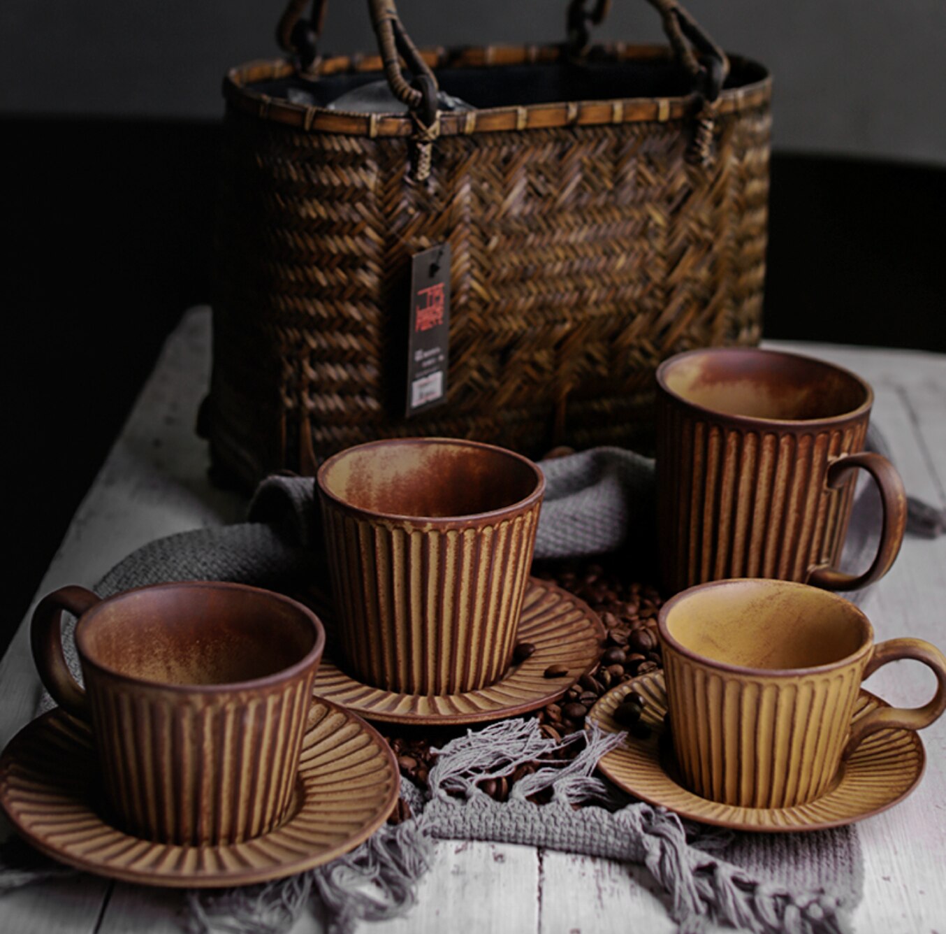 Japansk stil håndlavet keramik kaffekop tekop med underkop sæt keramisk vand kop porcelæn eftermiddagste kop