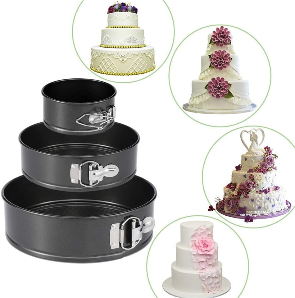 Geekhom Cake Pan Tin Ronde Bakken Tin Met Flat Base Ronde Cake Tin Bakvorm Set Van 3 10/18/22 Cm Cake Bakken Tin Bakvormen