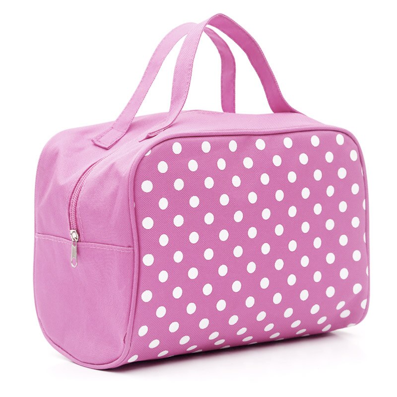 Lady Multifunctionele Cosmetische Opbergdoos Stippen Zakken Vrouwen Make-Up Tas Met Zakken Toilettas Pouch Travel Accessoires Sac: Roze