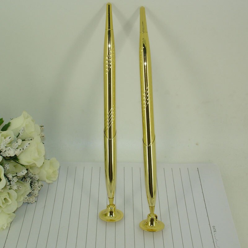 ACMECN Pen with Base Classic Fountain Pen with Stand Metal Engraving Drafting Liquid ink Pen Gold Finance Bank Table Pen Sets