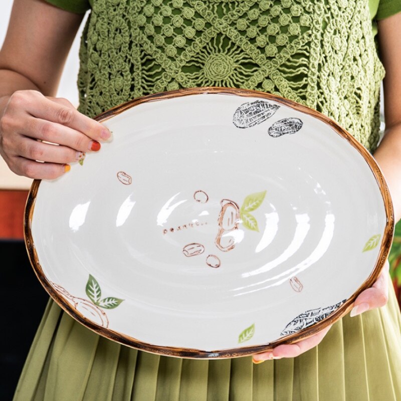 Knoedel Gerechten Thuis Keuken Vis Ovale Schotel Sushi Platen Diner Grote Keramische Barbecue Vlees Plaat Hotel Restaurant Plaat