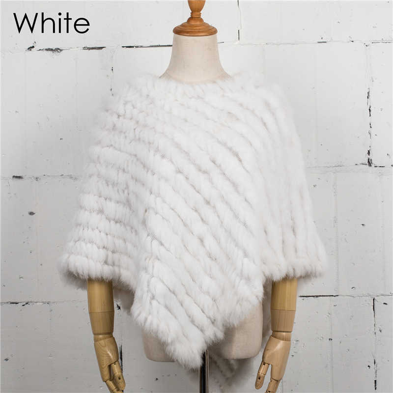 Femmes tricot fourrure de lapin châle Poncho Cape Robe Tippet Wrap femme fille manteau Jakcet CK701: Orange