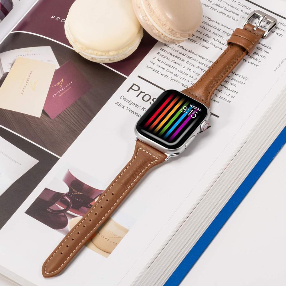 Slim fit damerem til apple watch serie 1/2/3 til apple watch rem 42mm 38mm armbåndsrem til iwatch 4 5 6 se 40mm 44mm