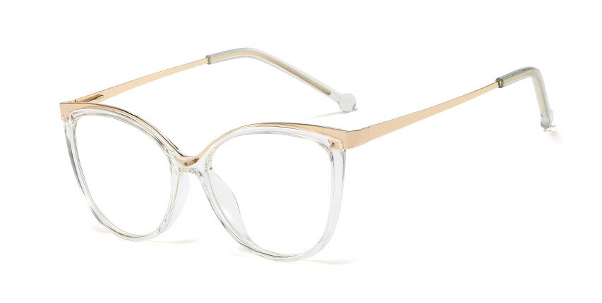 48052 Plastic Titanium Cat Eye Retro Glasses Frames Ultralight Men Women Optical Computer Glasses: C2 clear