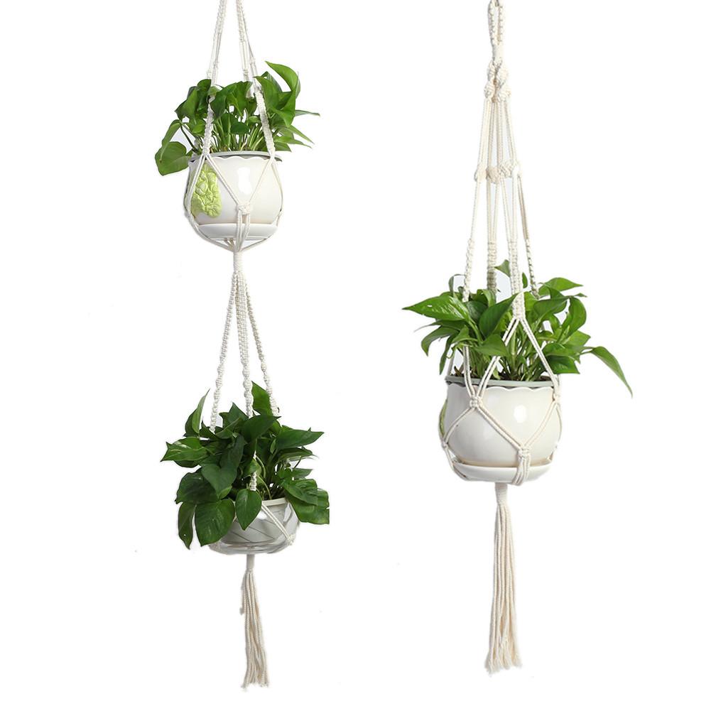 Macramé plantenhanger plantenbakmand touw pothouder hangende touwmand jute touw gevlochten hangend touw woondecoratie