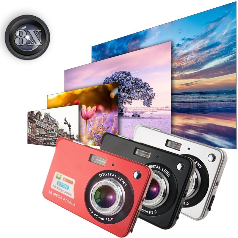 ! 1280*720 HD Mini Digitalkamera 18MP 2,7 "TFT 8x Zoomen Lächeln Anti-Shake-Video Camcorder