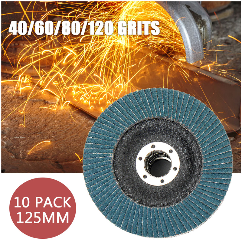 10 Stuks 5 "125 Mm Haakse Slijper Schuurschijven 40/60/80/120 Grit Slijpschijf Flap Schijven Metaal Plastic Hout Verwijderen Schuurgereedschap