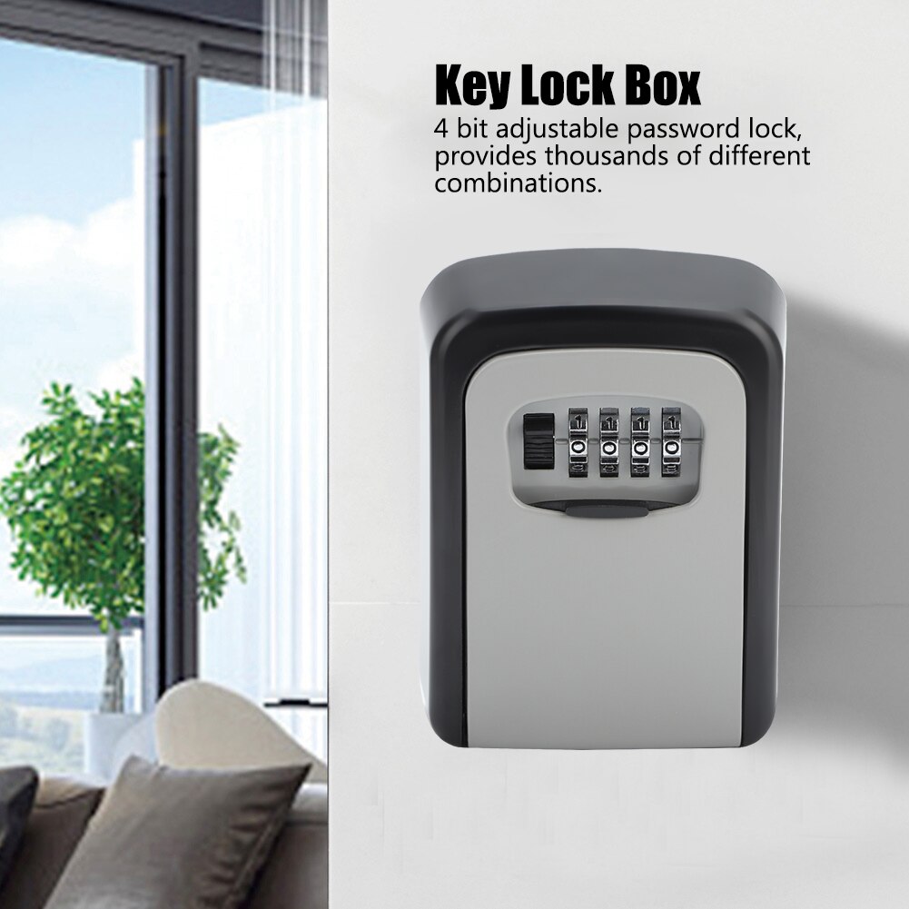 Wall Mounted 4 Digit Combination Key Lock Box Safe Security Storage Case Organizer