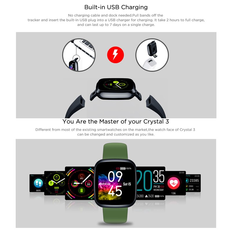 Zeblaze Crystal 3 Smartwatch - IPS Color Display, Heart Rate & Blood Pressure Monitor, Long Battery Life