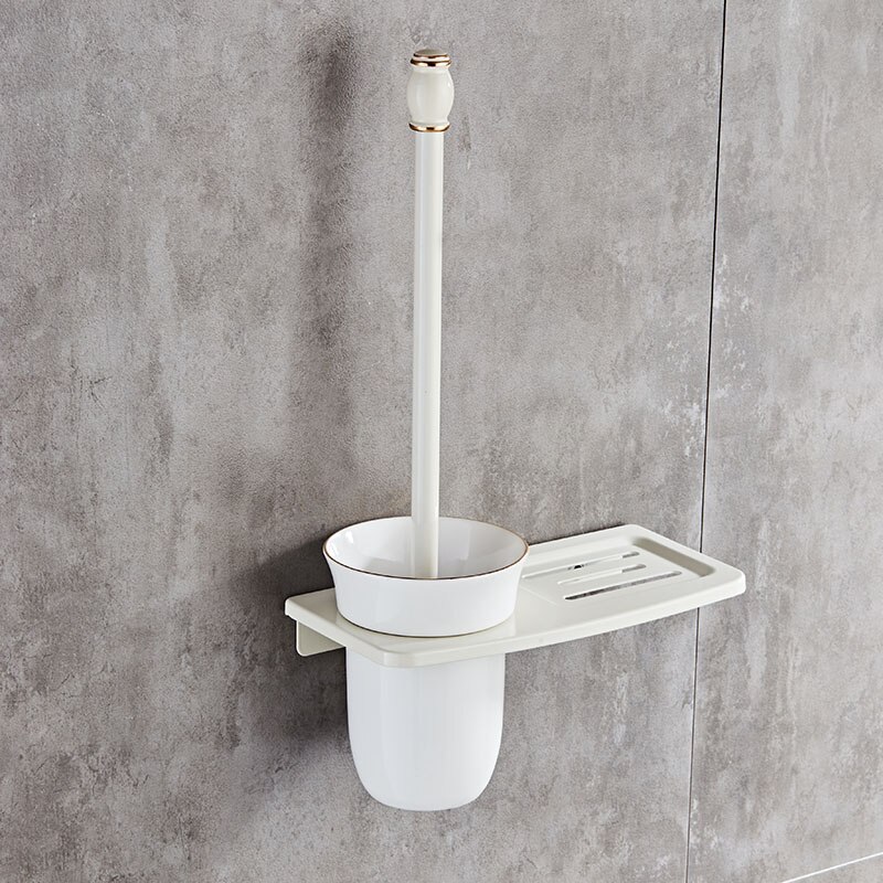 Antiek/Zwart/Witte Wc Borstel Houders Met Badkamer Planken Toiletpot Borstel Schoon Badkamer Accessoires: MTS-6601W