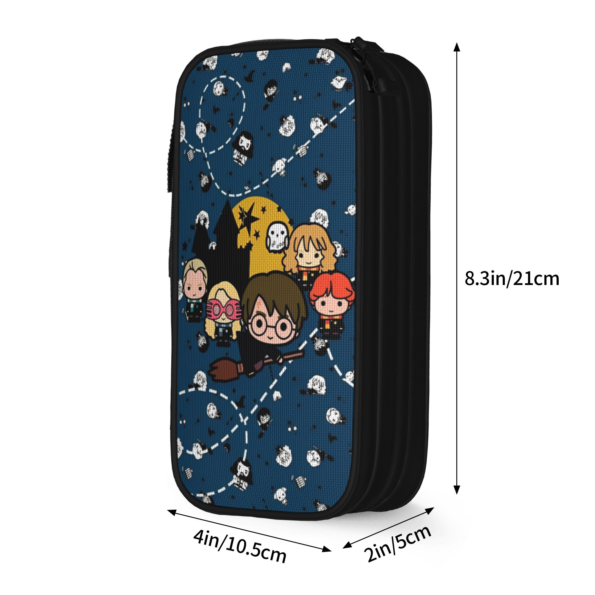 H-HP-P Harry Potter etui dubbele laag grote capaciteit schoolaccessoires pennenkoker: Duidelijk