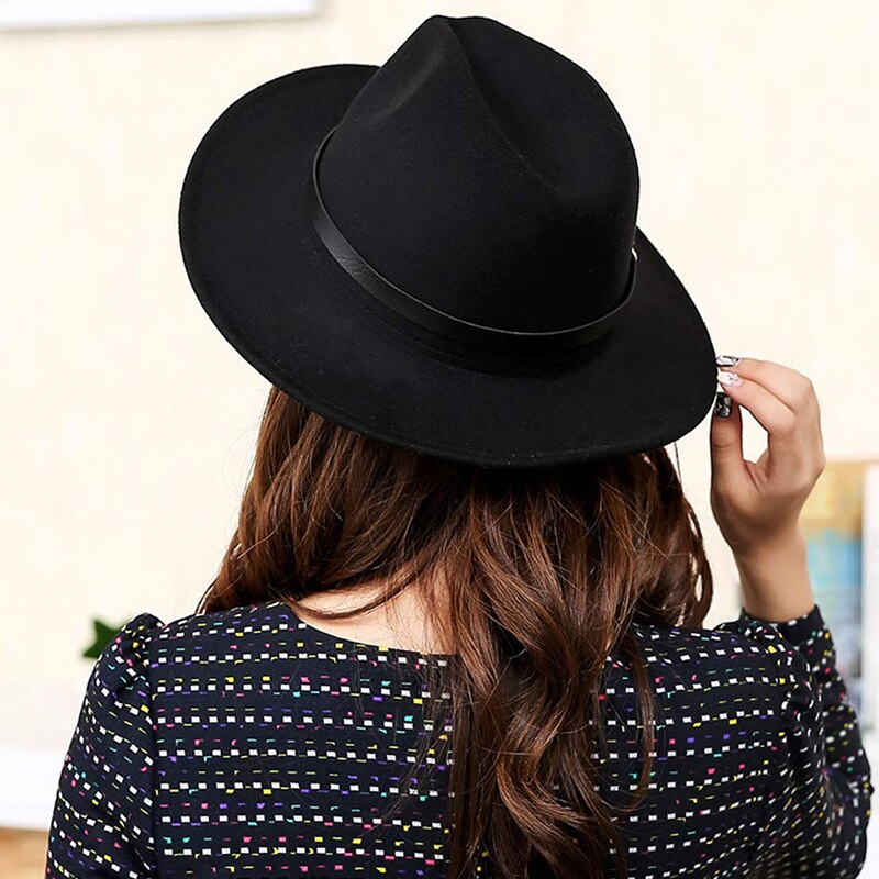 Specjalne kapelusze filcowe męskie kapelusze Fedora z paskiem kobiety Vintage Trilby czapki wełna Fedora ciepły jazzowy kapelusz Chapeau Femme Feutre Panaman kapelusz