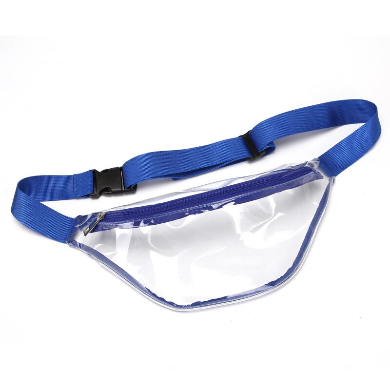 Di modo Delle Donne Della Ragazza PVC Trasparente del Pacchetto Della Vita del Pacchetto di Fanny PVC Solido Trasparente Cinghia Regolabile Petto Bag Nero Rosso Grigio Blu 4 colori: Blu