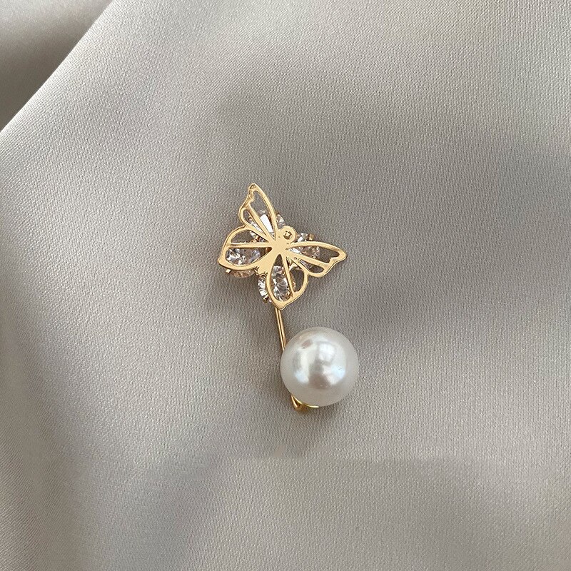 neue Perle Brosche Anti-Blendung Kleidung Festen Stift Blume Strass Metall Stifte Schnalle Broschen für Frauen Zubehör: 5