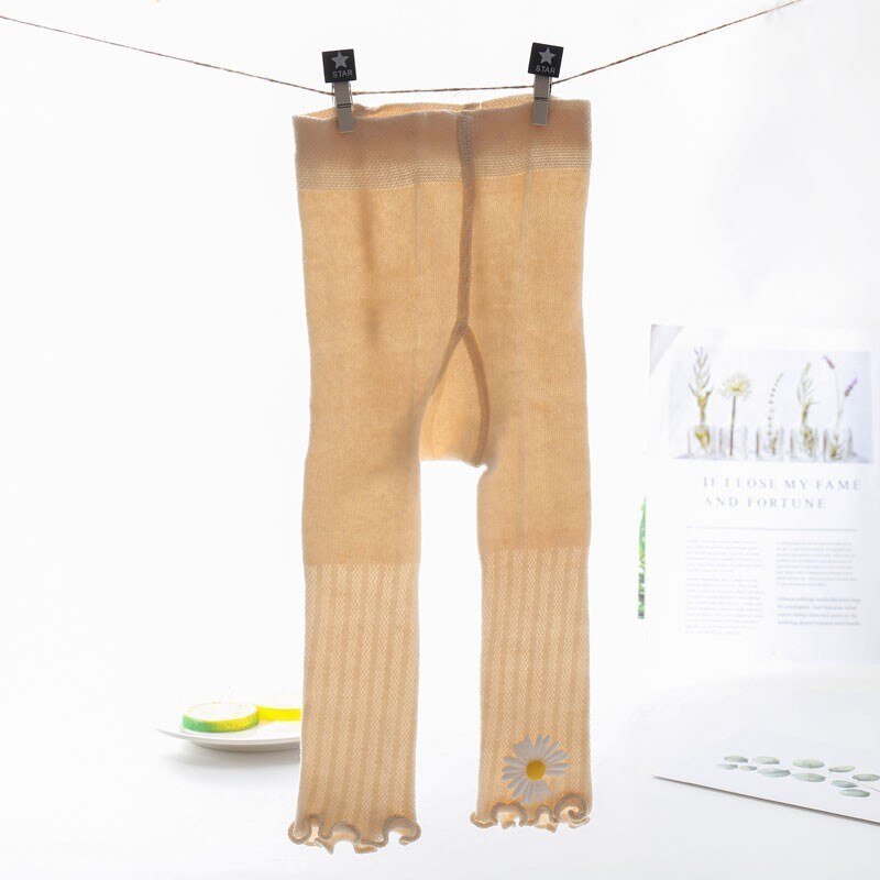 Barn bebis flickor leggings tunna anti-myggblomma solida ruched byxor toddler nio pnats barn casual strumpbyxor strumpa 6m-4y