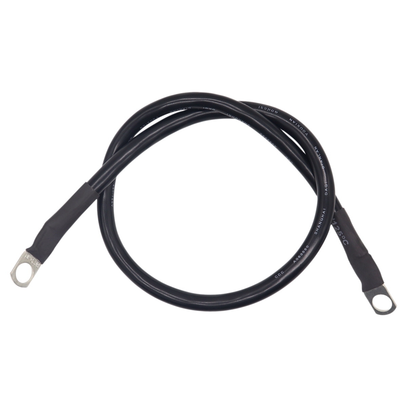 2 Foot 4 AWG Battery Cable Wire with 3/8 inch Ring Terminals Universal for Car Marine Boat ATV Lawn Mower: black