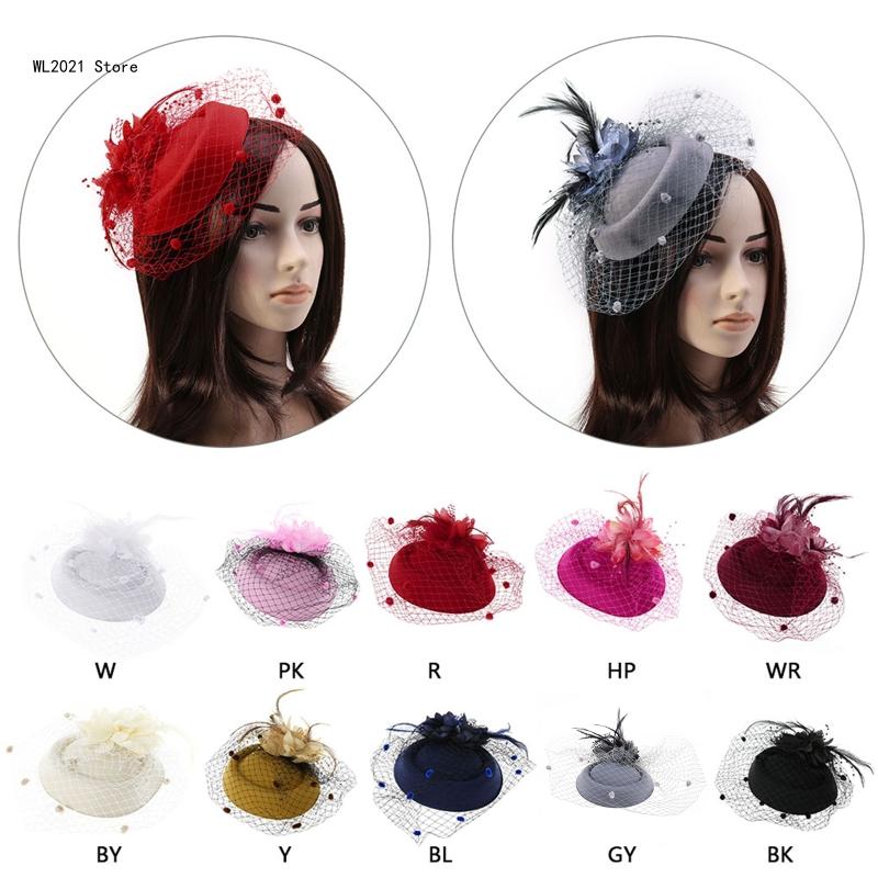 Fascinator-Hüte, einfarbig, pelzige Pillbox-Hut, Party-Kopfbedeckung, Mütze mit Schleier für Mädchen und Frauen