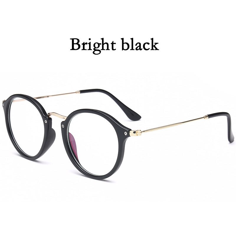 Gafas de luz azul, marco de gafas para ordenador, gafas redondas transparentes para mujer, gafas de montura óptica para mujer, montura transparente: Bright black