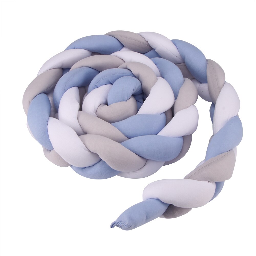 Crib Protection Pad Nordic Knot Newborn Bumper 2M Long Bed Surrounding Crib Decoration Knotted Braid Pillow Crib Bumper: 2m blue