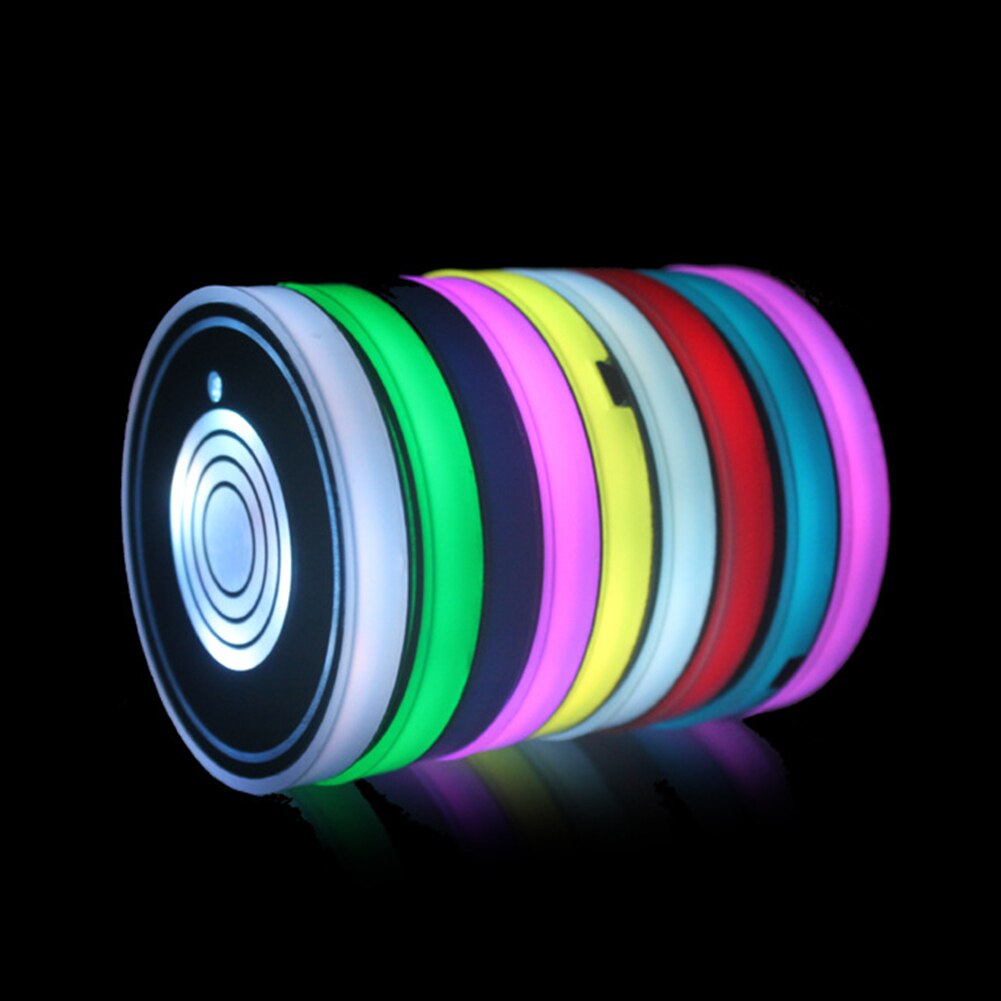 2Pcs Rechargeable RGB Colors LED Cup Holder Light Mats Bottle Coasters Light LED Cup Holder Pads