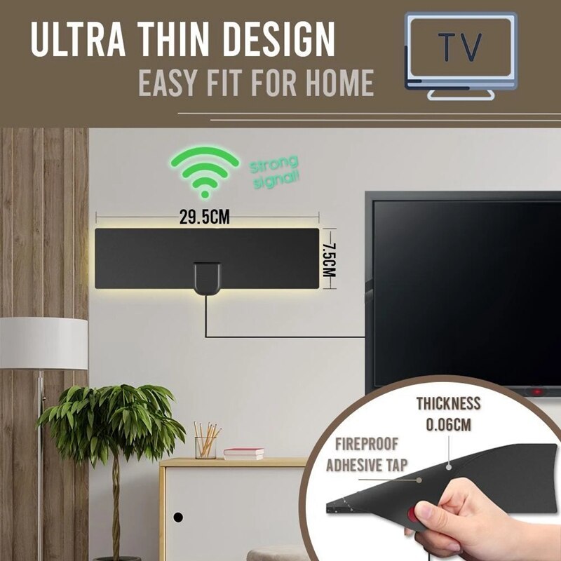 Digital HDTV Cable Antenna 4K Indoor HD Antenna 80Miles