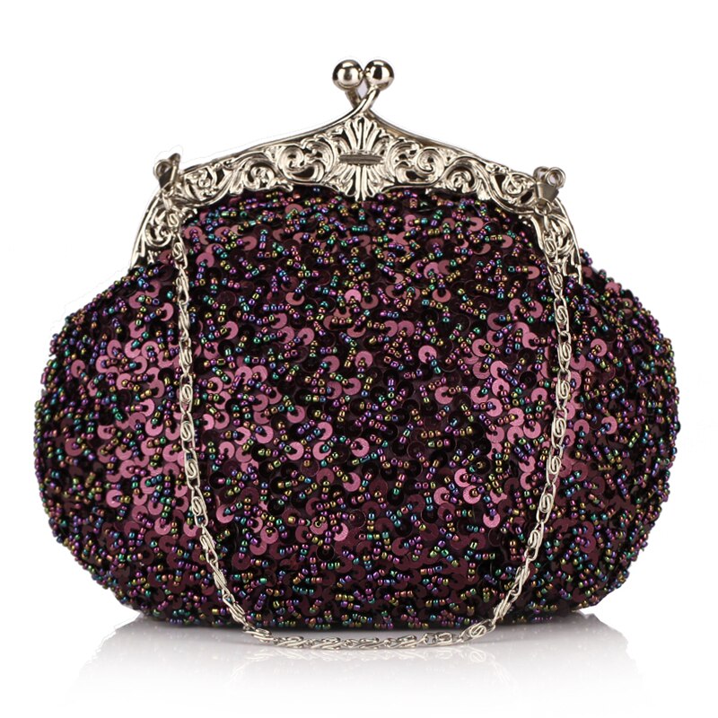 Solid Beading Hobos Bag Shiny Sequined Woman Evening Bag Luxurious Clutch Handbag Wallet Retro Old Shanghai Style with Cheongsam