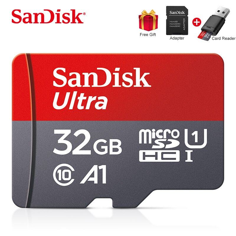 SanDisk tarjeta Micro SD tarjeta de memoria de 16GB 32GB 64GB MicroSD de 128gb máx. 80 M/s Uitra C10 TF tarjeta Clase 10, 16gb, 32GB cartao de memoria: 32G USB card reader