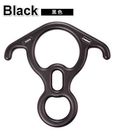 Camna udendørs aluminium magnesium legering klatring 8 ord ring 50kn okse horn bøjle rapellering enhed ned ad bakke sænk ned nedstigning: Sort