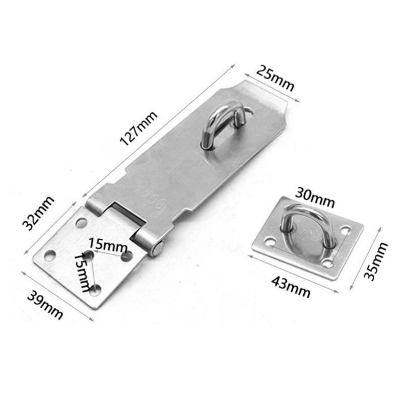 Household Safety Anti theft Door Lock Stainless Steel Hasp Latch And Staple Gate Anti-theft Door Shed Latch Lock For Padlock: 5inch