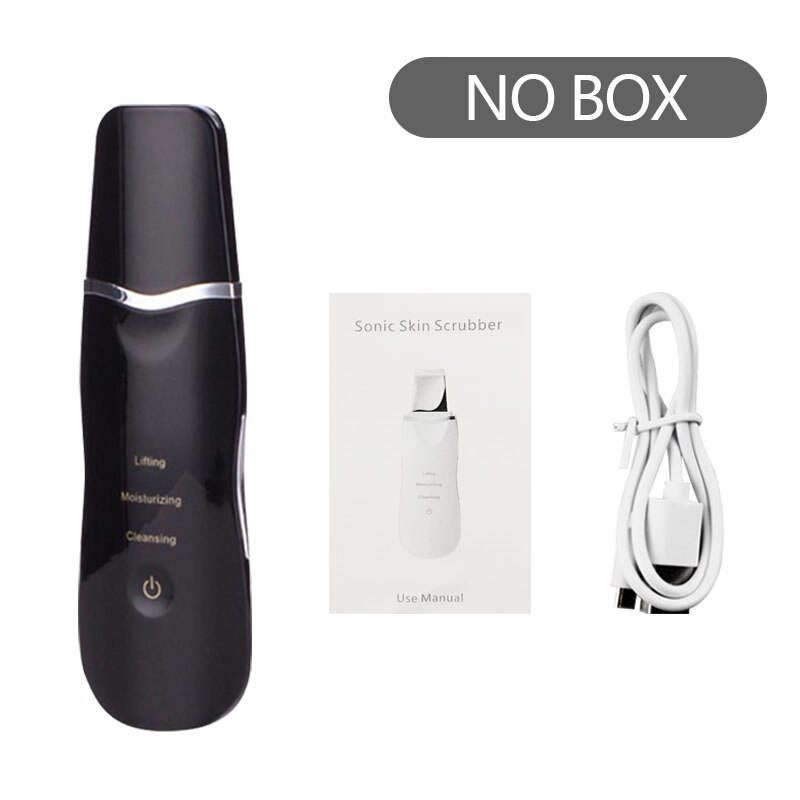 Ultrasonic facial cleansing scrubber facial deep exfoliating spatula facial pore cleaner to blackhead spatula beauty instrument: No box black