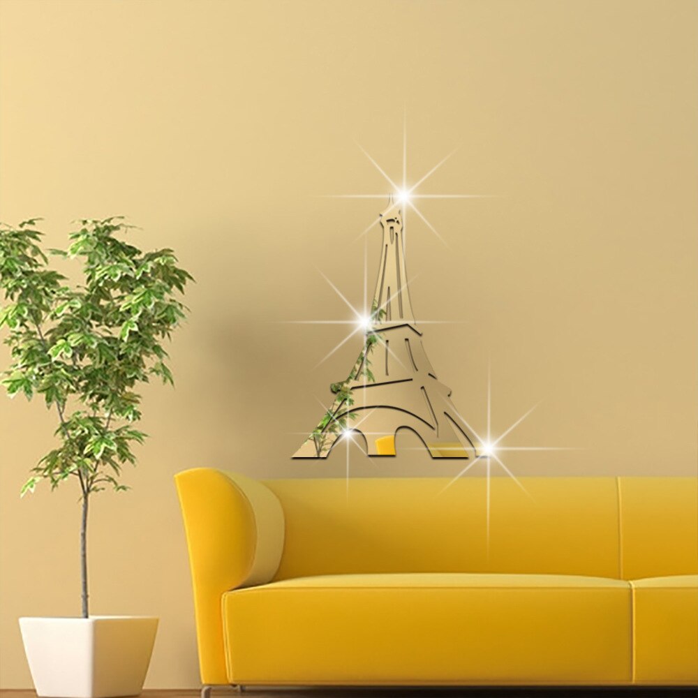 Acryl spiegel diy kunst muurdecoratie stickers woonkamer decor grote 3d toren diy muurschildering achtergrond moderne kantoordecoratie cms 08