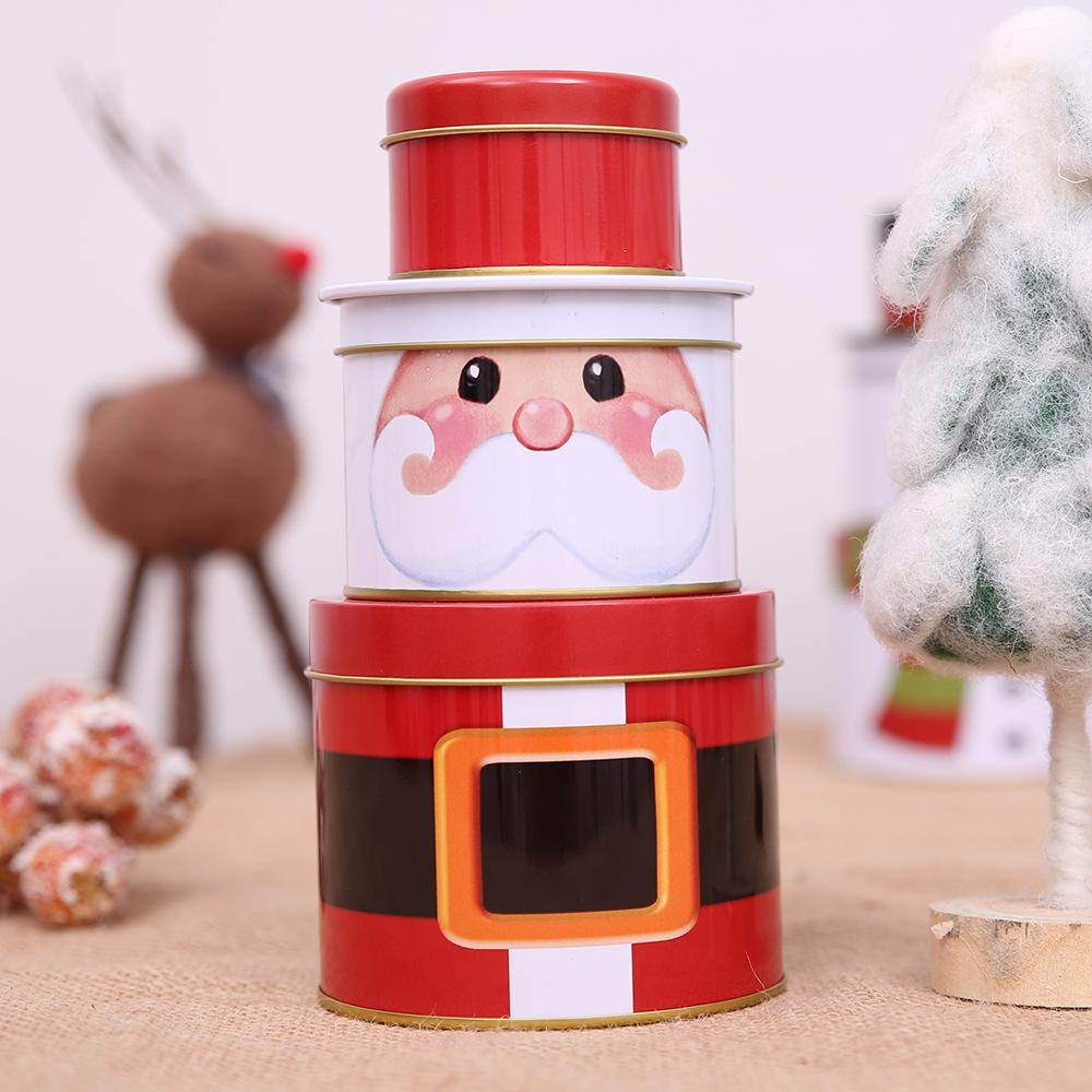 Cajas de lata de Color para decoración navideña, latas de almacenamiento para Dulces, galletas, para niños, Set de 3 unids/set: A