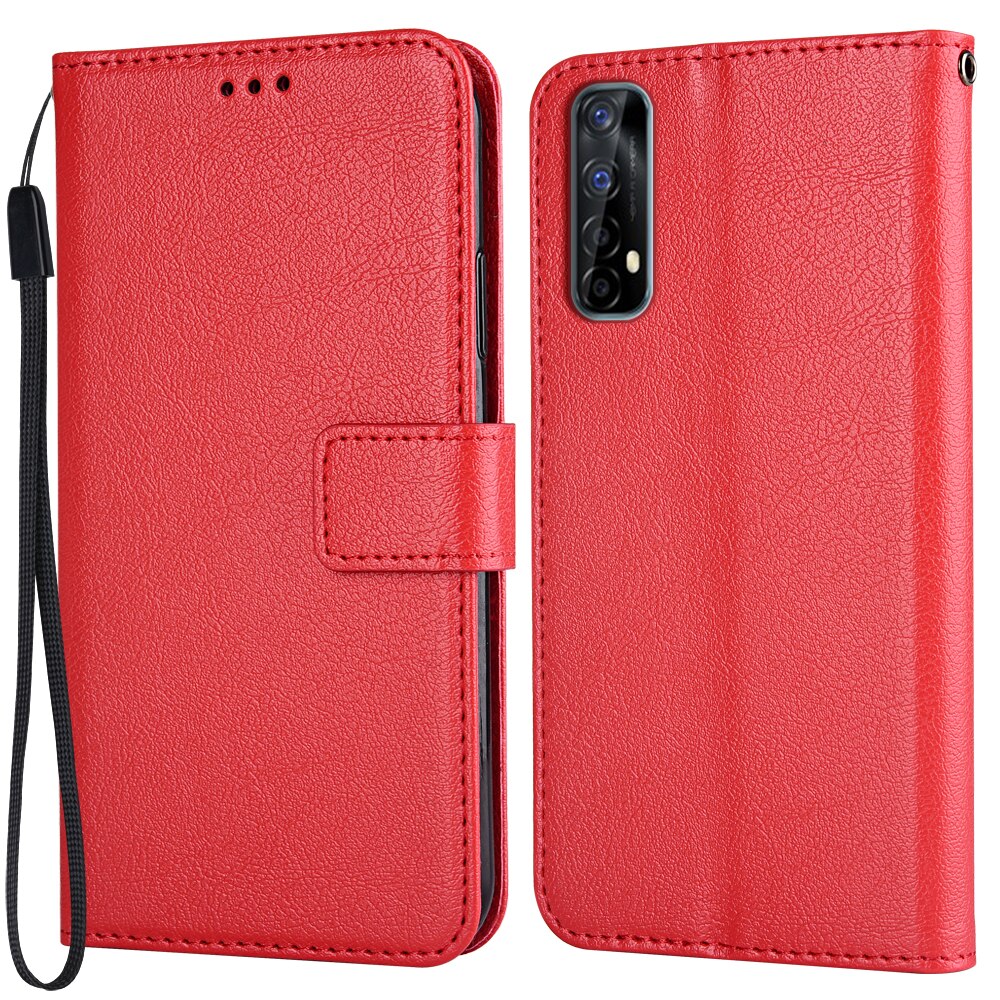 kippen Brieftasche PU Leder fallen Für Realme 7 (Indien) RMX2151 RMX2163 Funda Stehen Geschäft Telefon Halfter Streifen Schützen Abdeckung: K-Brieftasche-rot