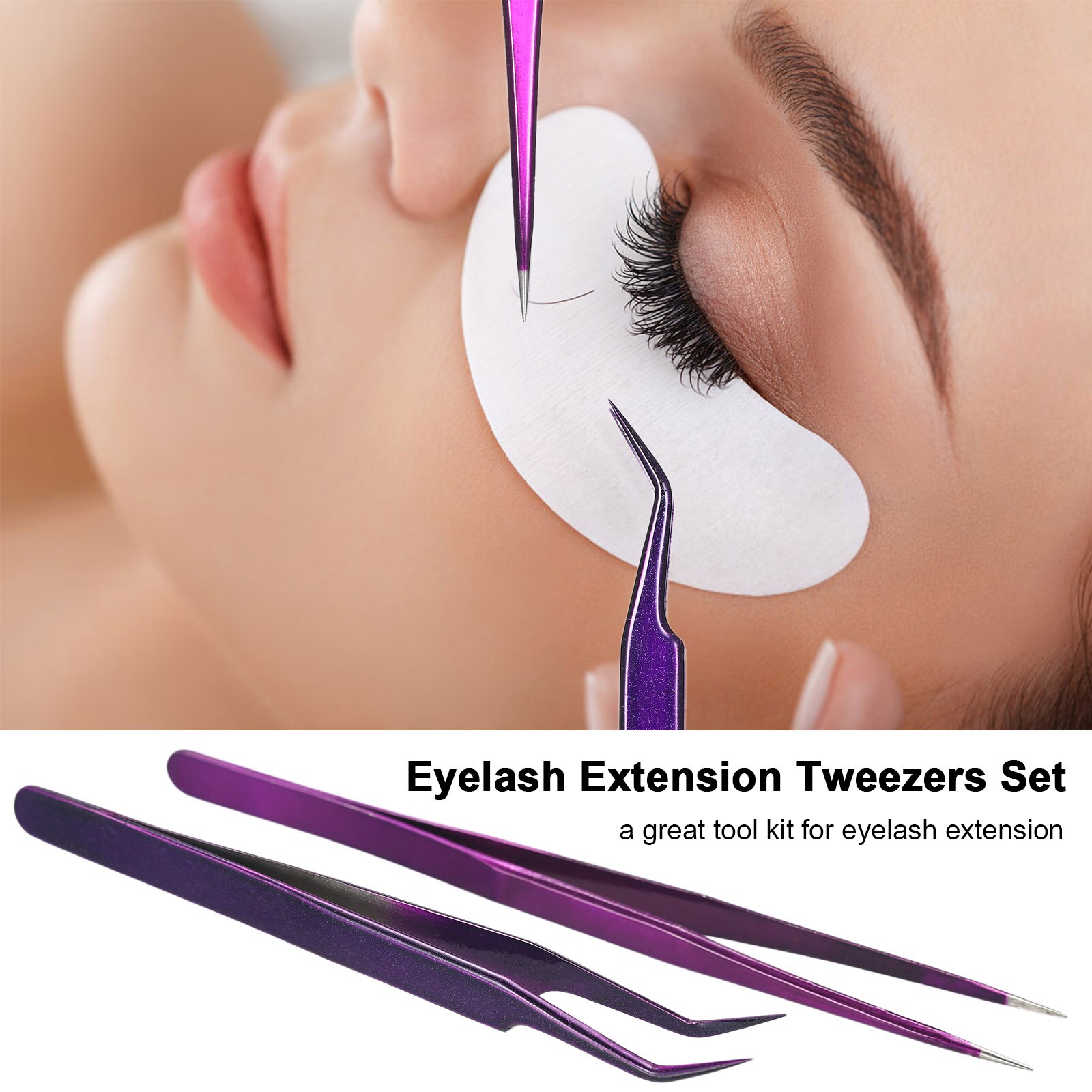 2 Stuks Wimper Extension Pincet Set Roestvrijstalen Pincet Lash Extension Pincet Valse Wimper Nail Art Tool Eye Make-Up Tool