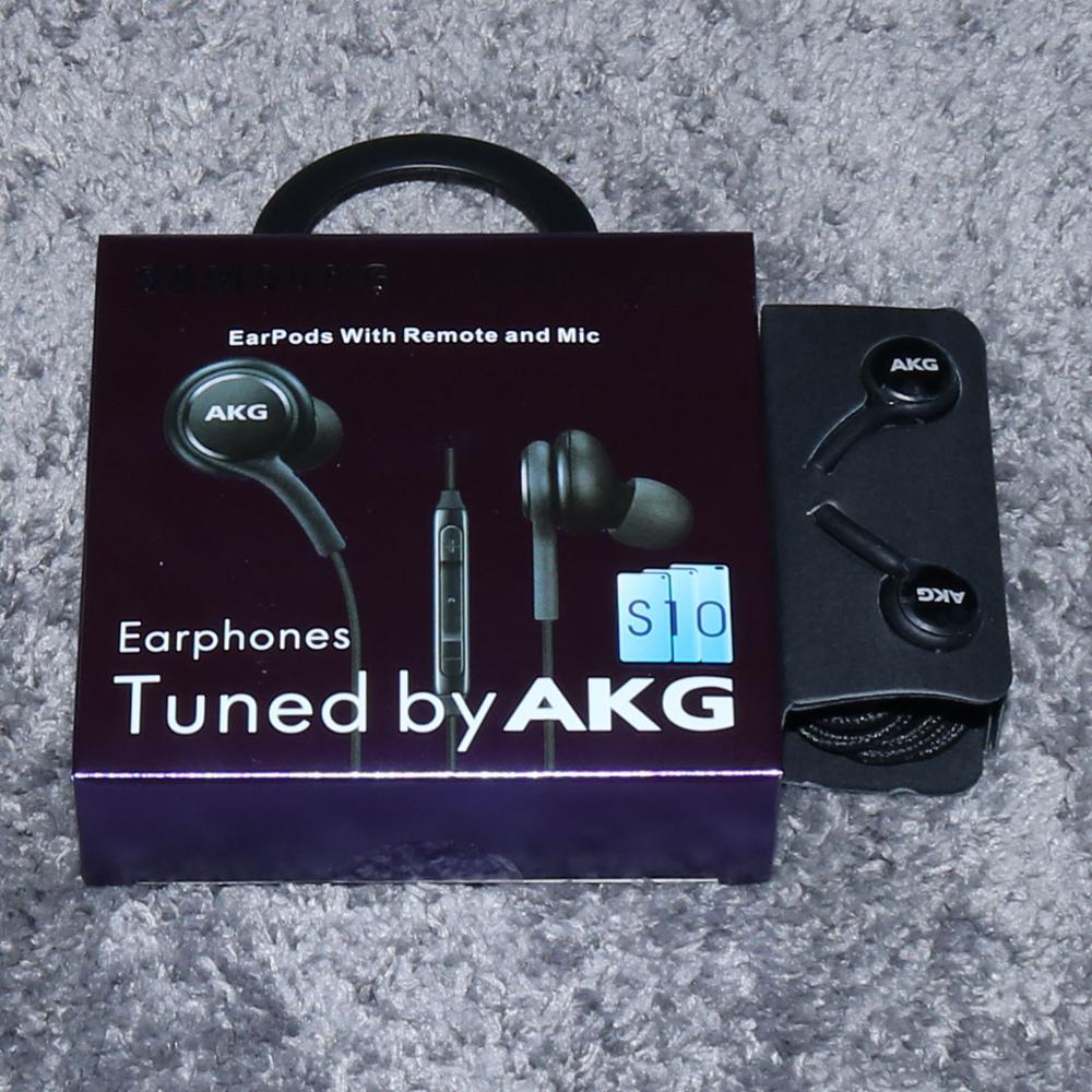 samsung AKG Earphones eo IG955 3.5mm In-ear with Mic Wire Headset for Galaxy samsung note10/note10+ huawei xiaomi smartphone: Black add purple Box